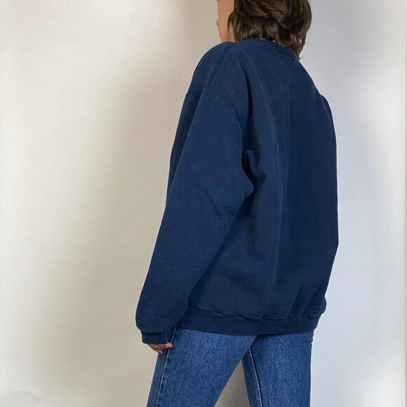 Vintage 1980s Navy Blue COTTAGE CORE Quilted STAR Sweateshirt! Large, Quilt - Picture 8 of 8